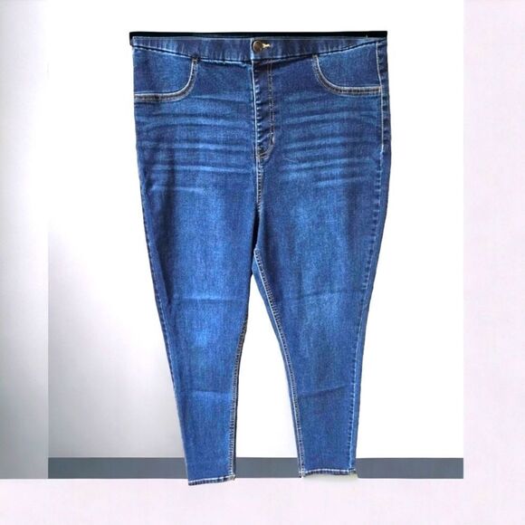 NWOT NO BO Plus Size Super High Rise Dark Denim Jeans been - Picture 1 of 12